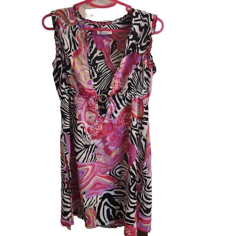 Pineapple Cove Women's Swim Coverup Floral Elastic Waist Ruffled Pink Medium